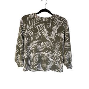 Rachel  Zoe‎ blouse tropical print Size Medium Sage green